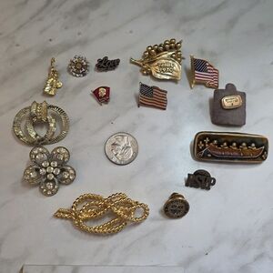 14 Different Gold and Silver Broochs